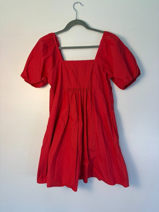 Draper James Dresses & Skirts - Draper James Vibrant Red Puff Sleeve Square Neckline Babydoll Dress